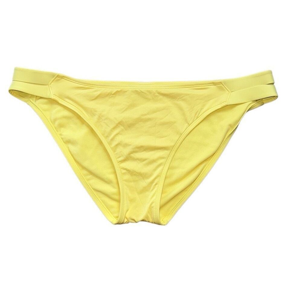Kona Sol sz XL Yellow double strap cheeky bikini bottom swim suit NWOT LOW RISE